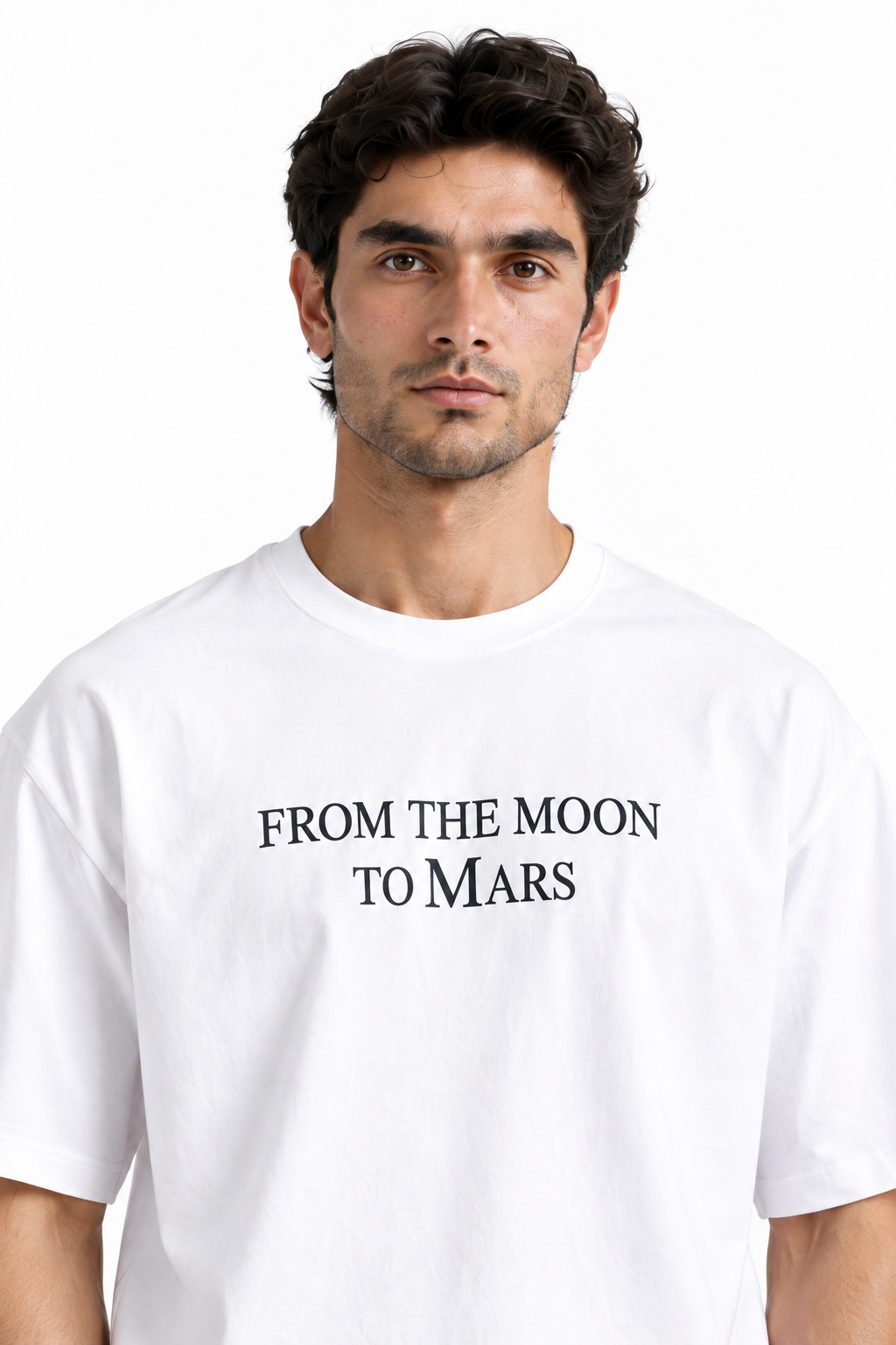 From The Moon To Mars Oversized Graphic T-Shirt White