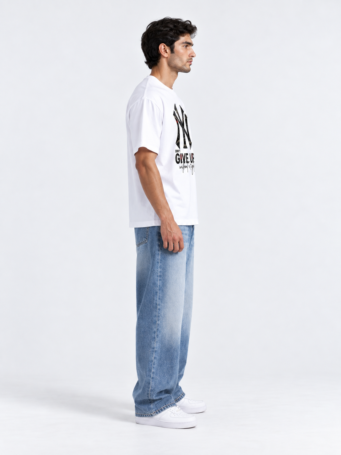 Metal Font Graphic Oversized T-Shirt - White