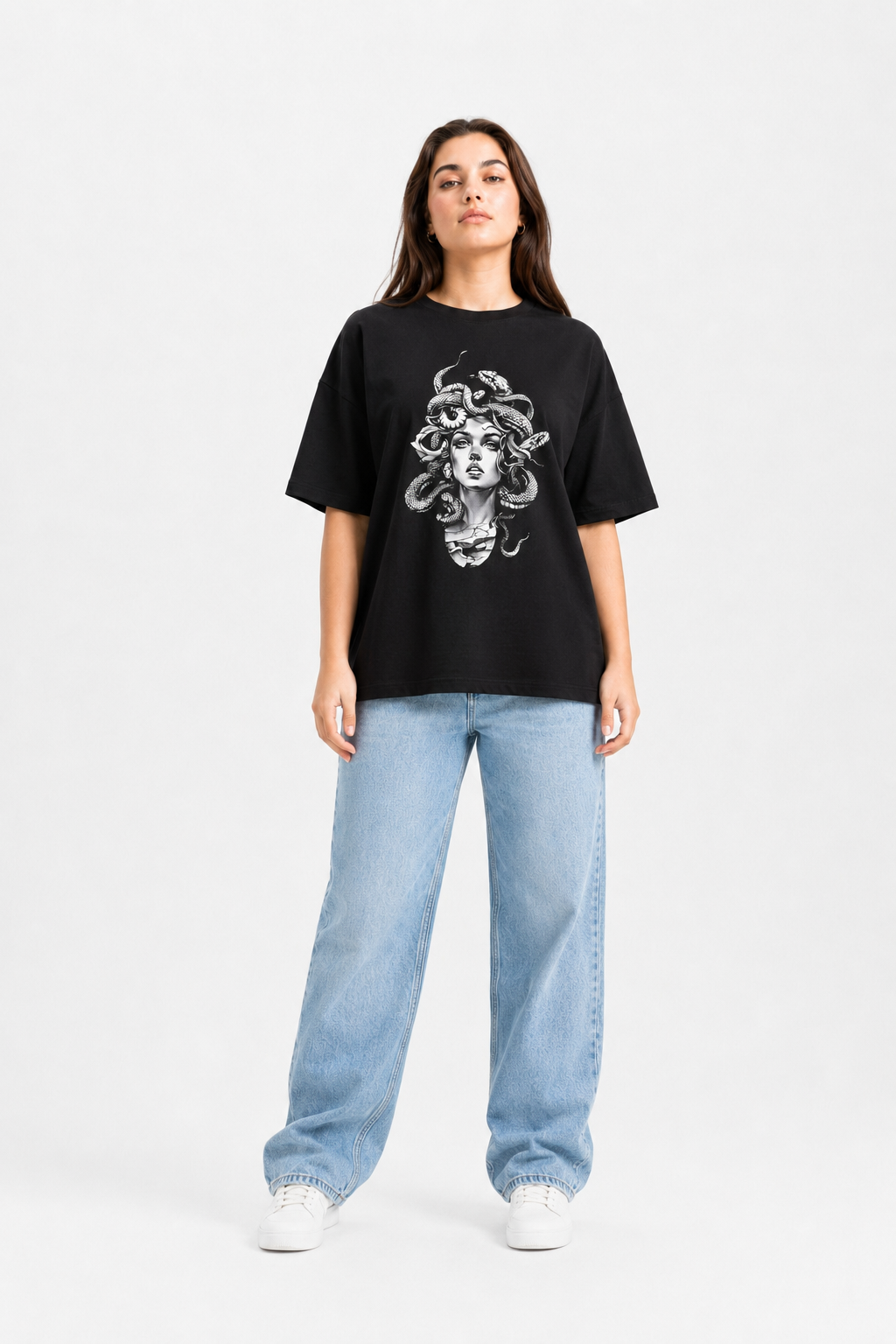 Medusa Graphic Oversized T-Shirt – Black