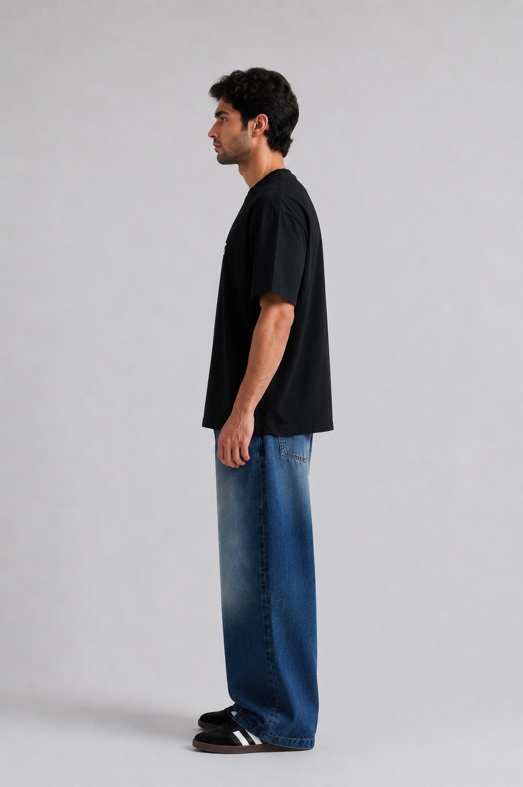 STARK black oversized streetwear T-shirt side view