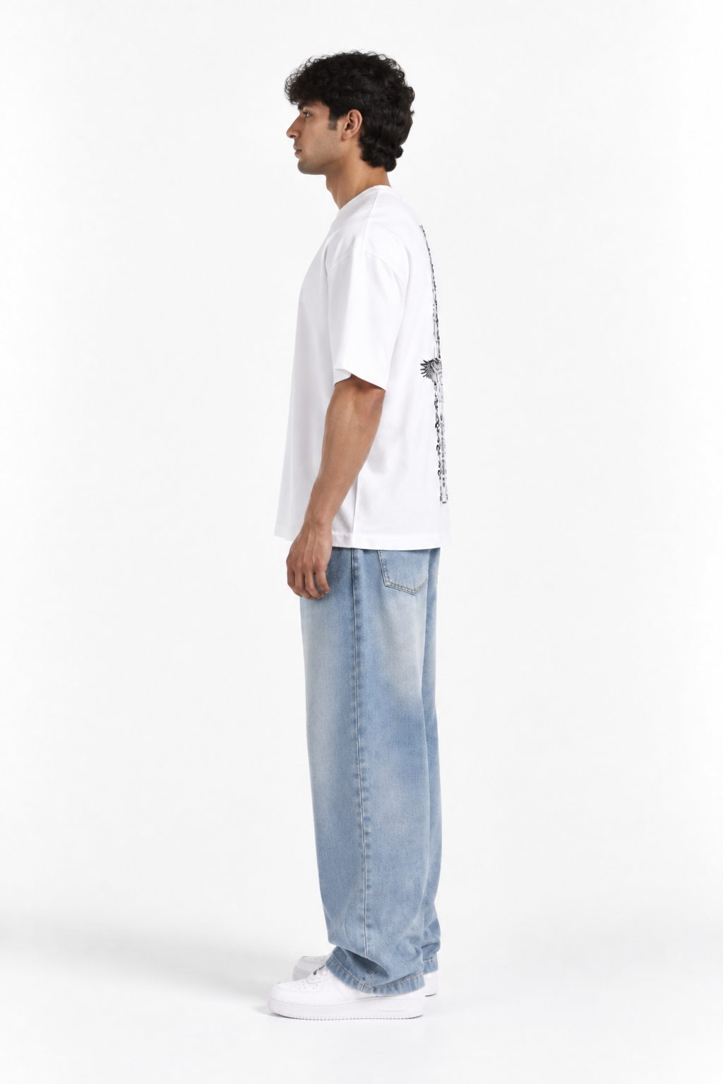 Winged Cross Oversized Graphic T-Shirt White