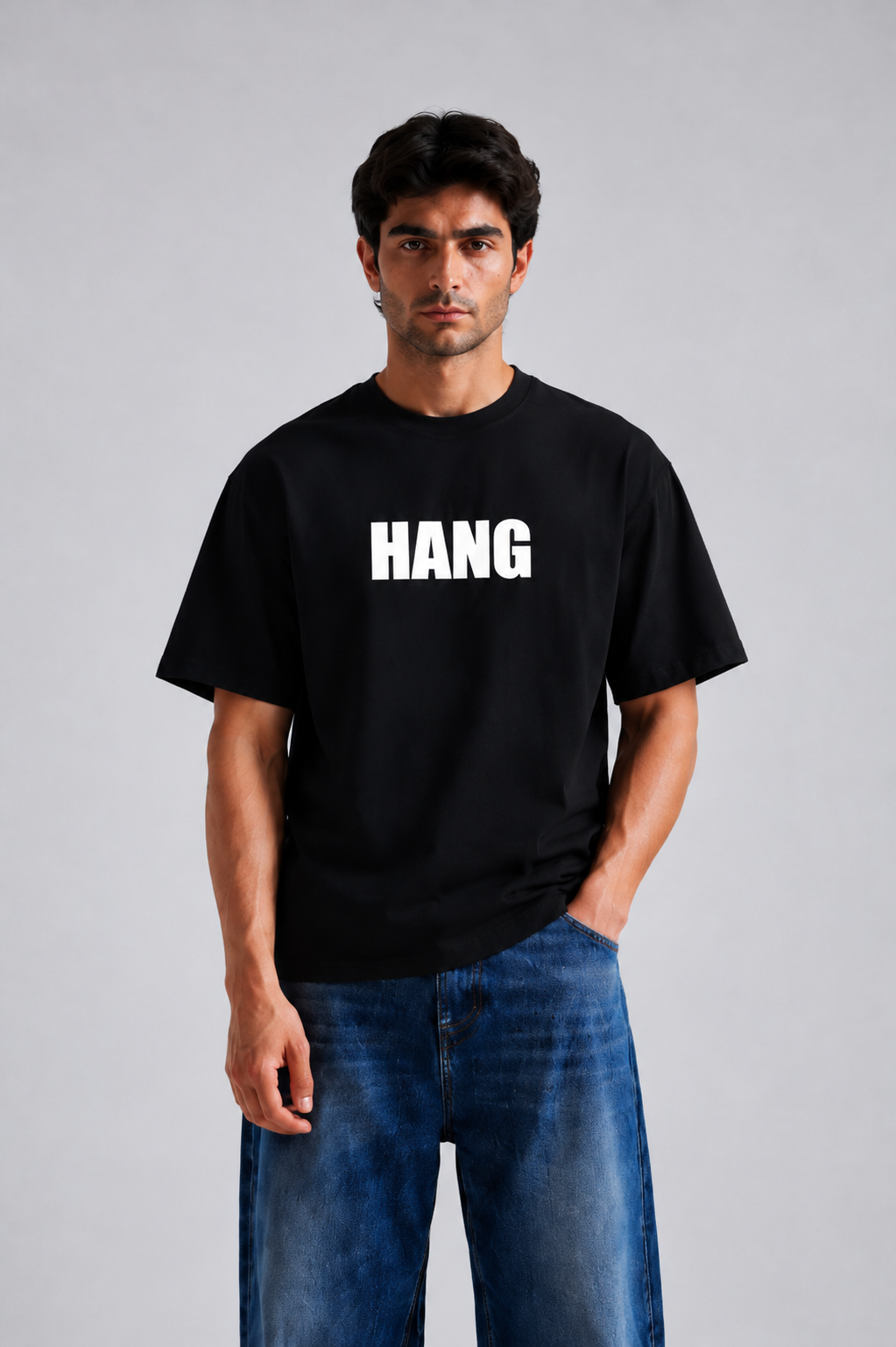 HANG Tee | Oversized Black Graphic T-Shirt | STARK Pakistan