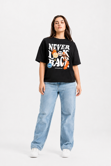 Never Look Back Oversized Graphic T-Shirt