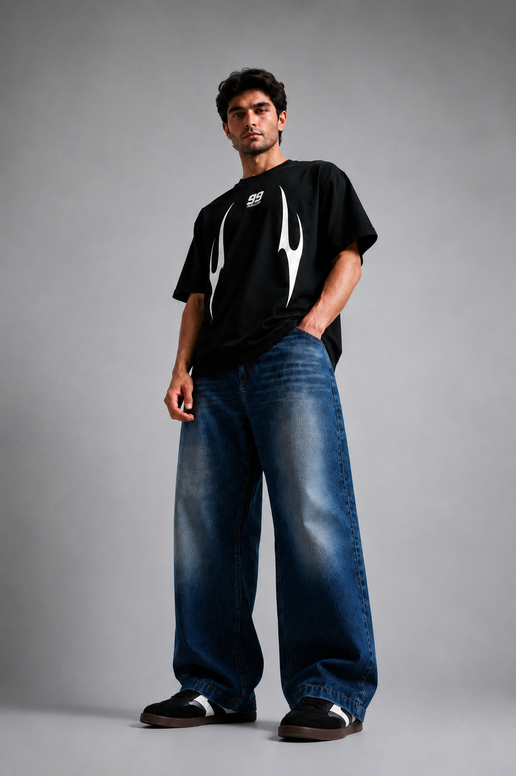 STARK 99 Engineered black T-shirt full front view
