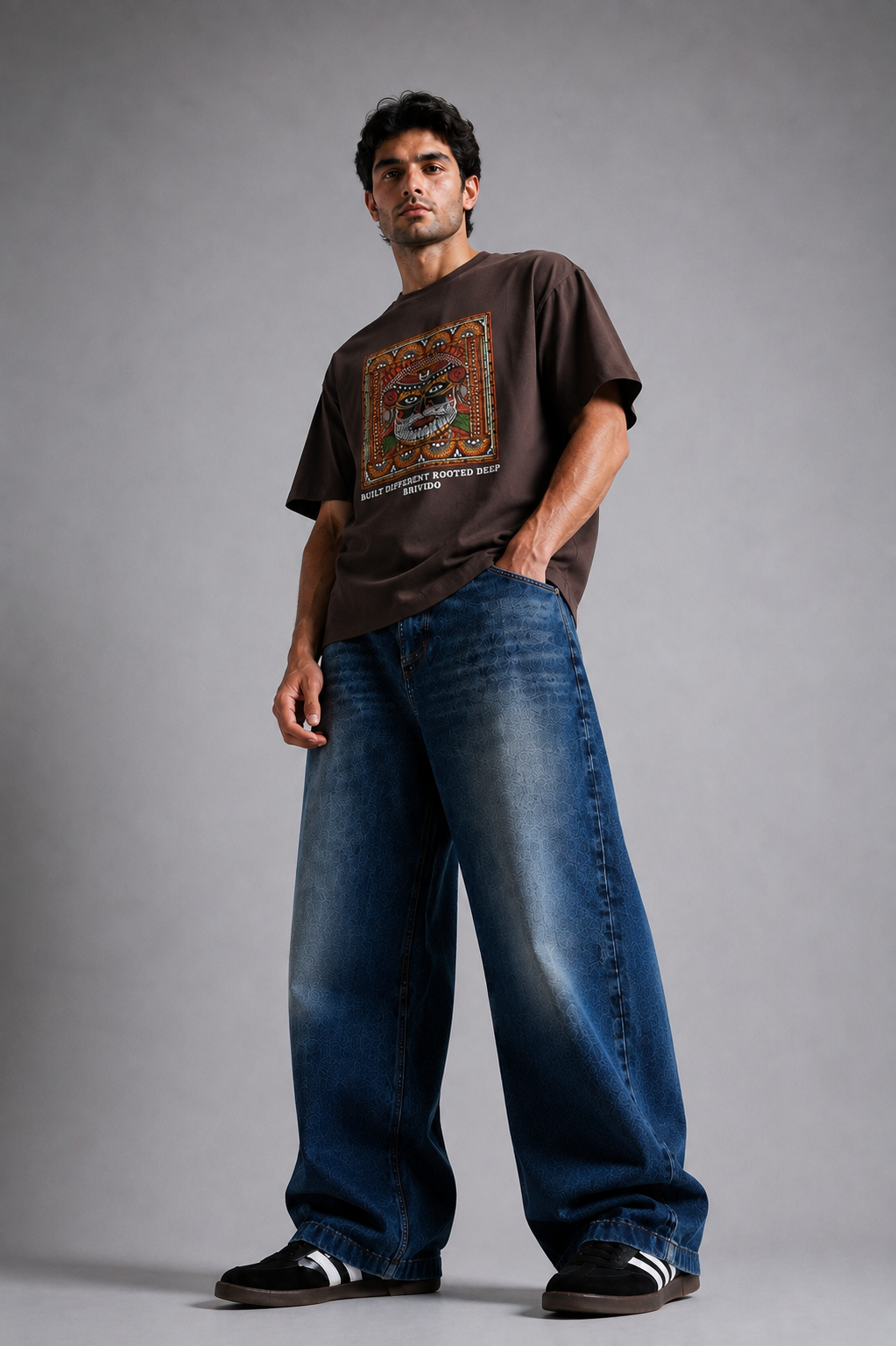 Brivido Graphic Oversized T-Shirt – Brown