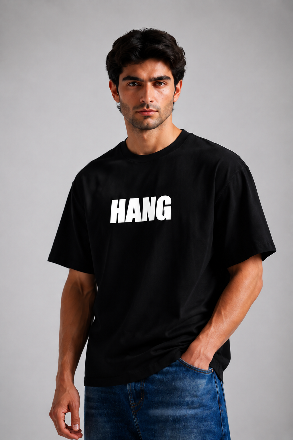 HANG Tee | Oversized Black Graphic T-Shirt | STARK Pakistan
