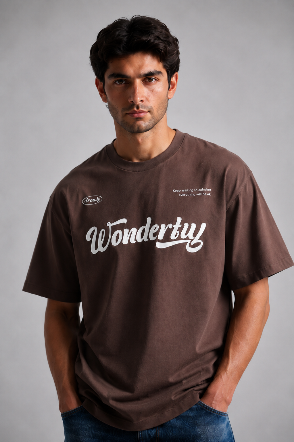 Wonderbuy Graphic Oversized T-Shirt – Brown