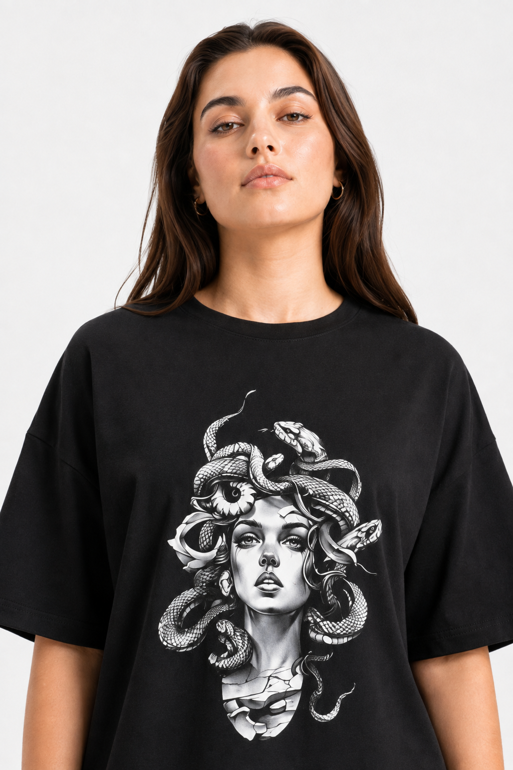 Medusa Graphic Oversized T-Shirt – Black
