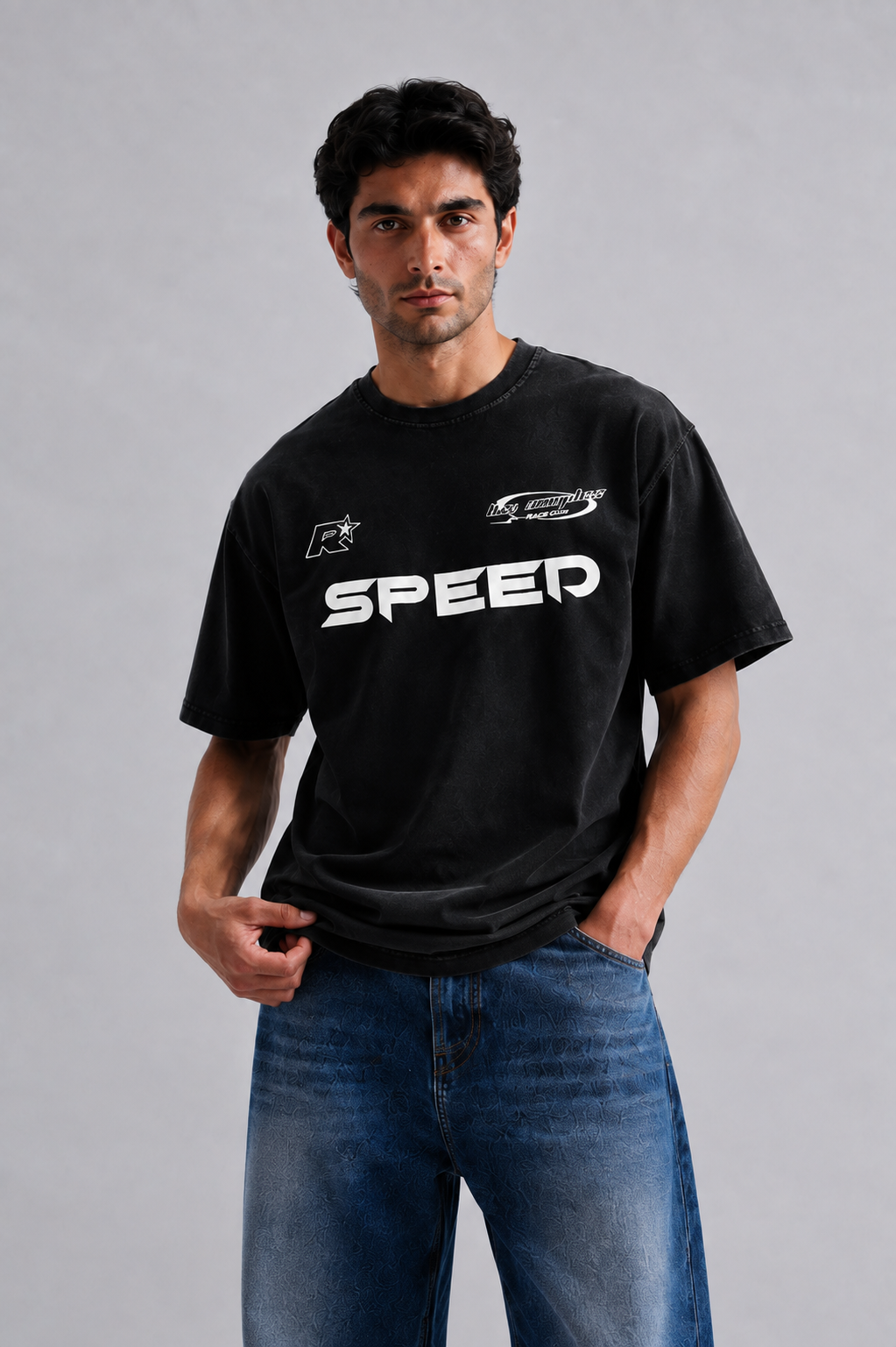 SPEED Graphic Oversized T-Shirt – Black