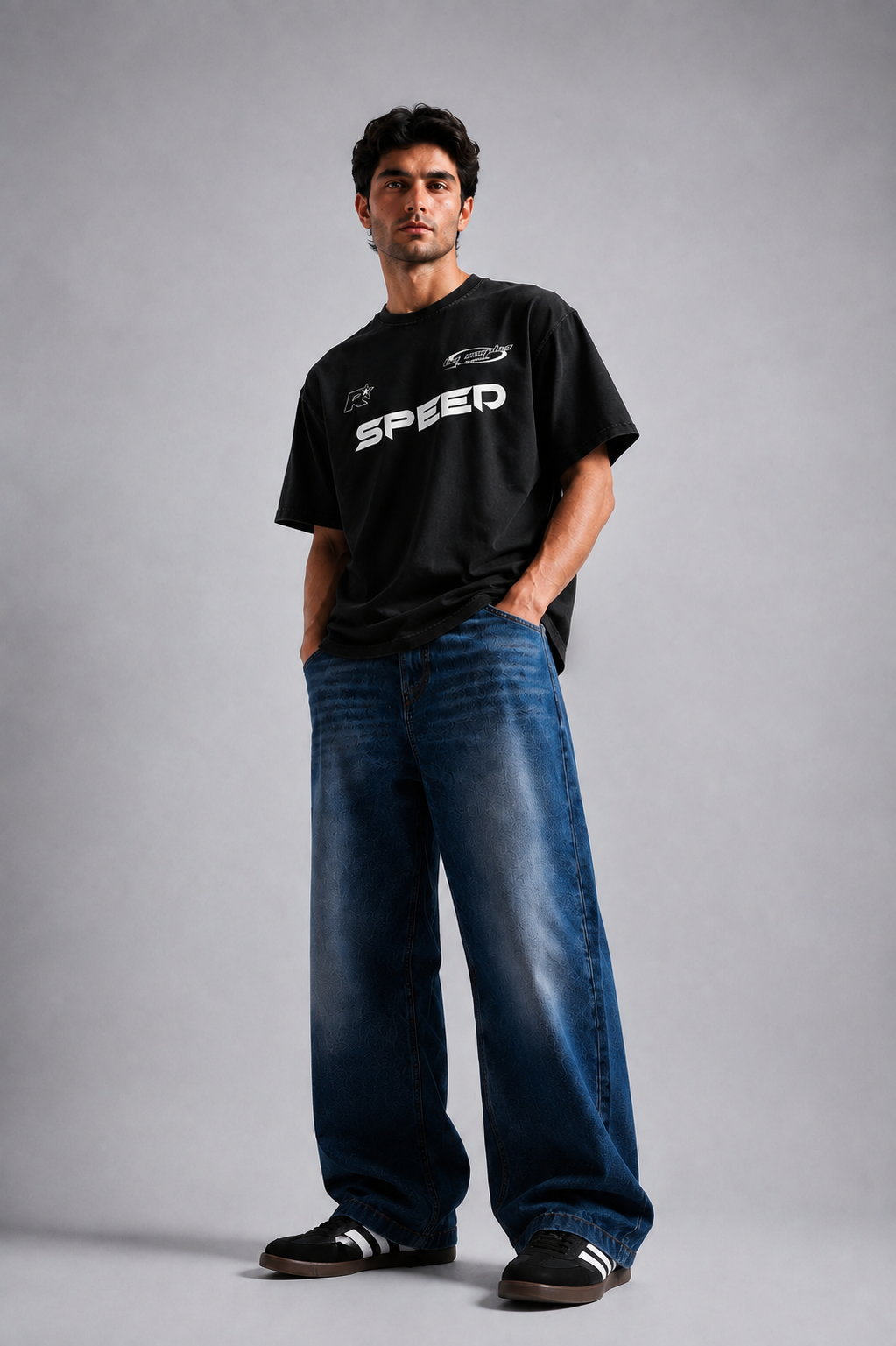 SPEED Graphic Oversized T-Shirt – Black