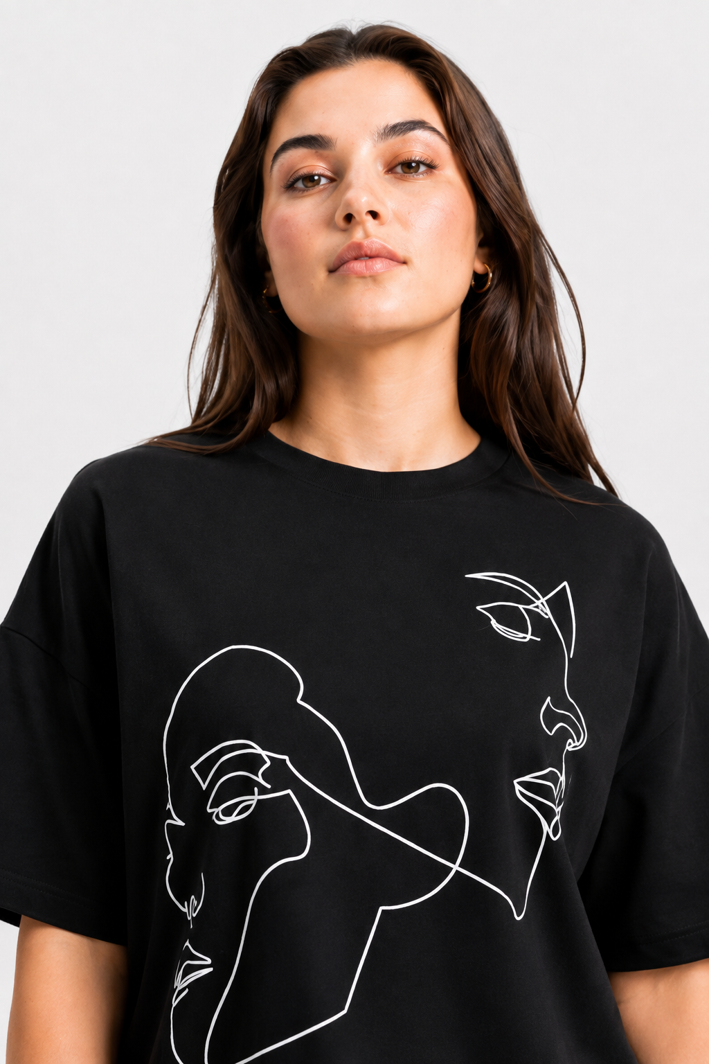 Line Art Muse Oversized Graphic T-Shirt – Black