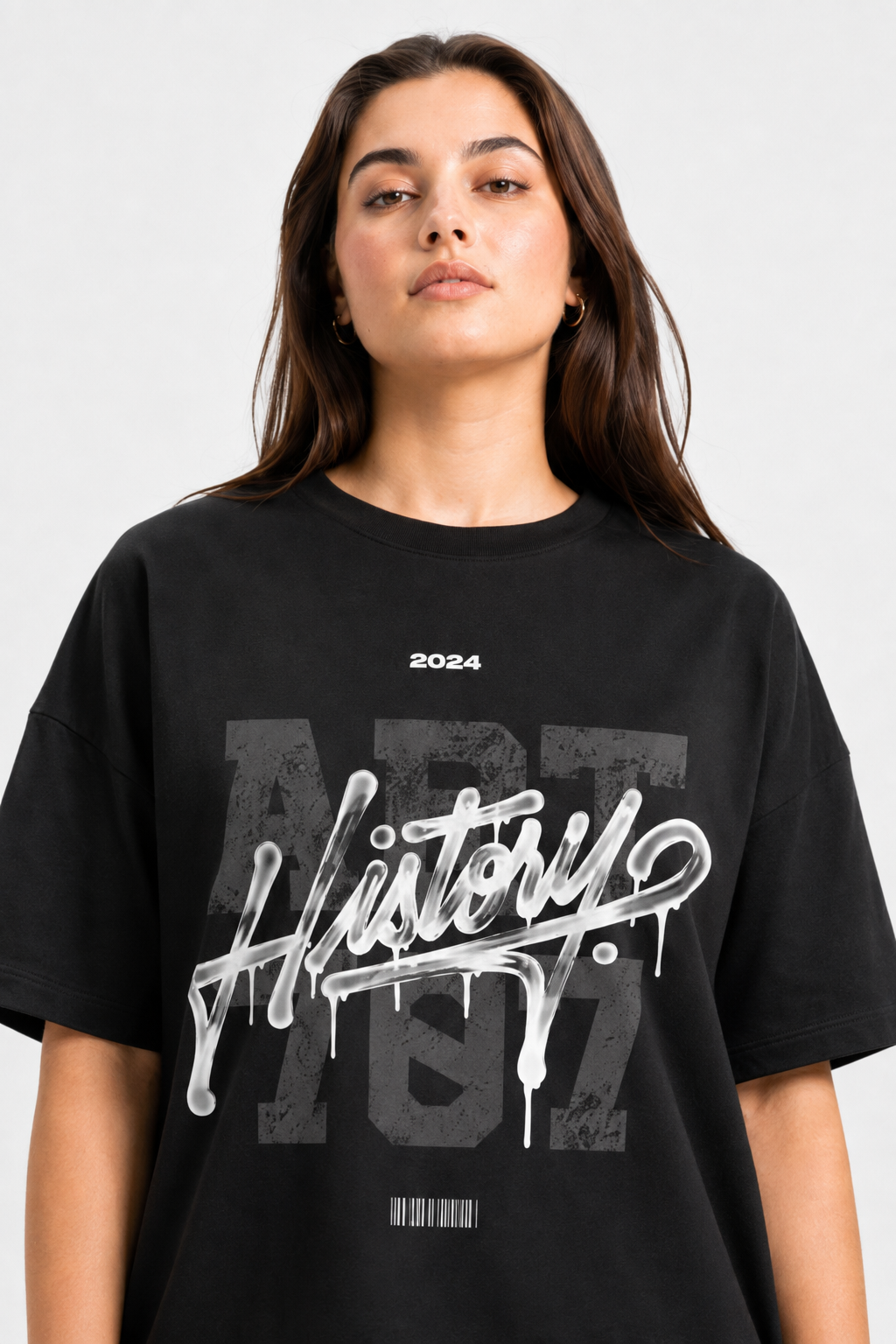 History Graphic Oversized T-Shirt Black