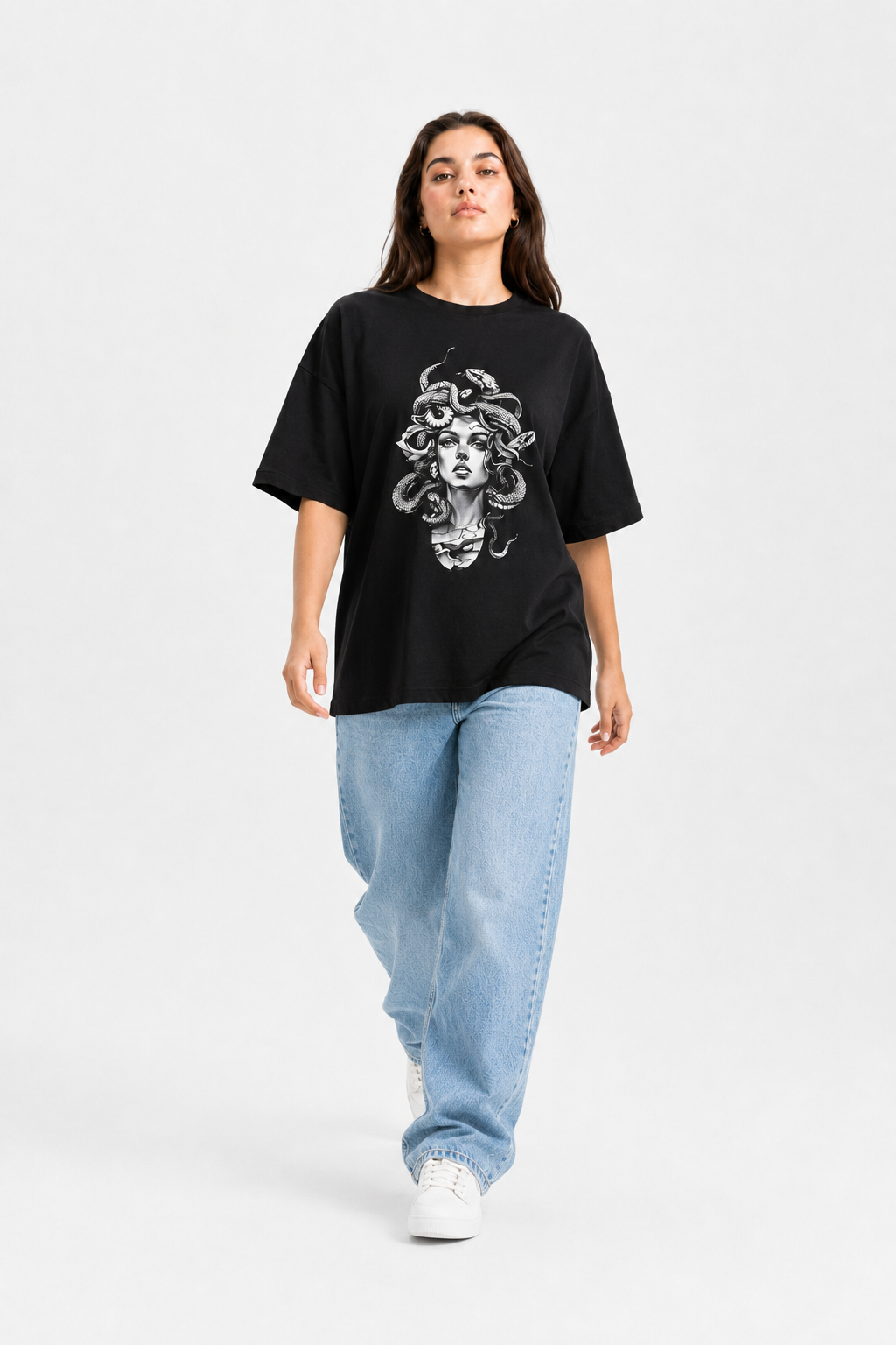 Medusa Graphic Oversized T-Shirt – Black