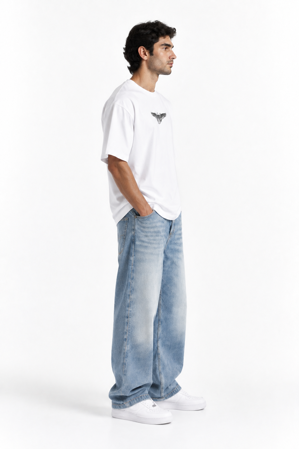 Winged Cross Oversized Graphic T-Shirt White
