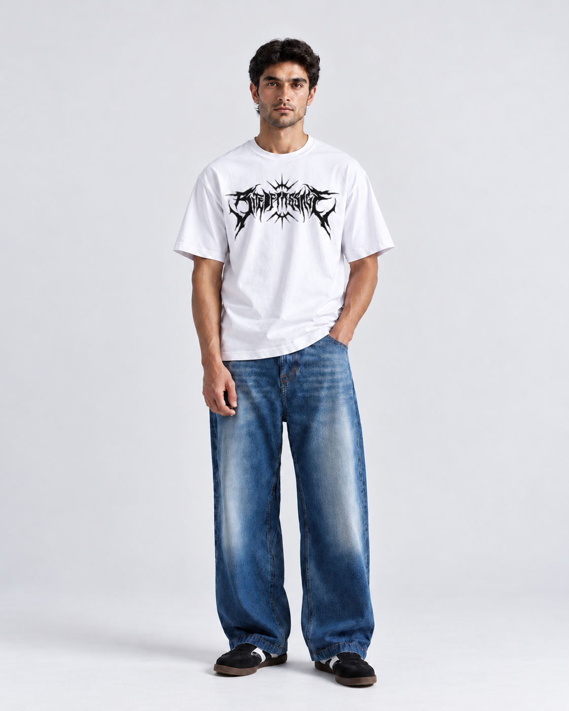 Gothic Graphic Oversized T-Shirt - White