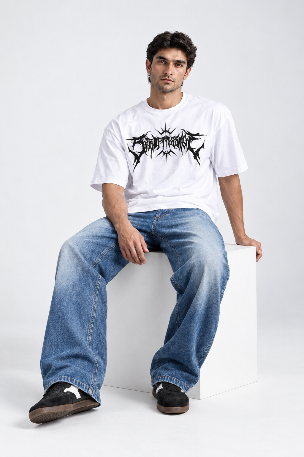 Gothic Graphic Oversized T-Shirt - White