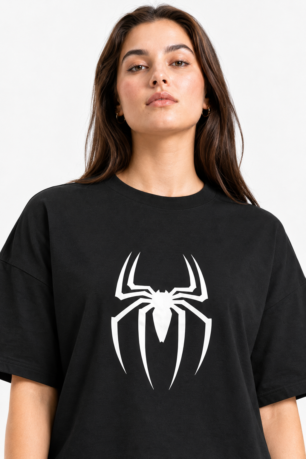 Spider Web Graphic Oversized T-Shirt – Black