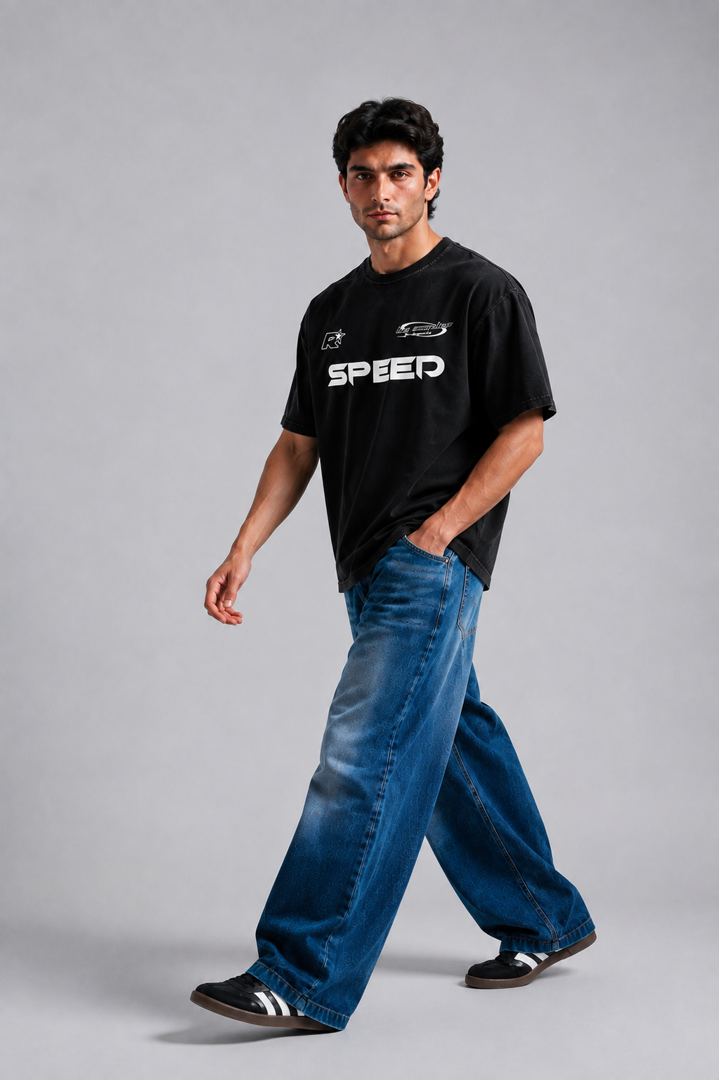 SPEED Graphic Oversized T-Shirt – Black