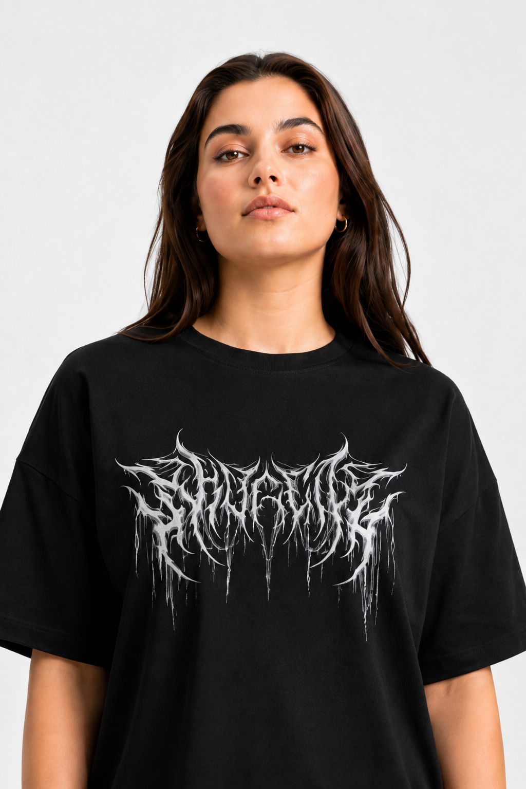 Infernal Script Oversized Graphic T-Shirt Black