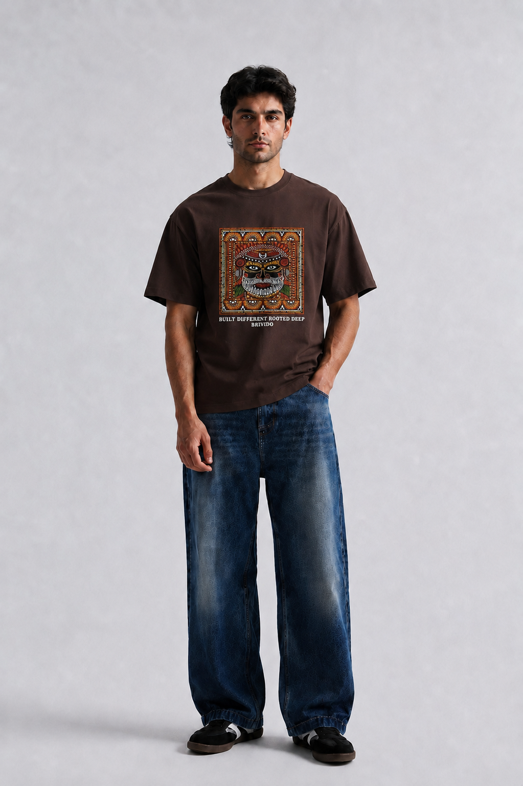 Brivido Graphic Oversized T-Shirt – Brown