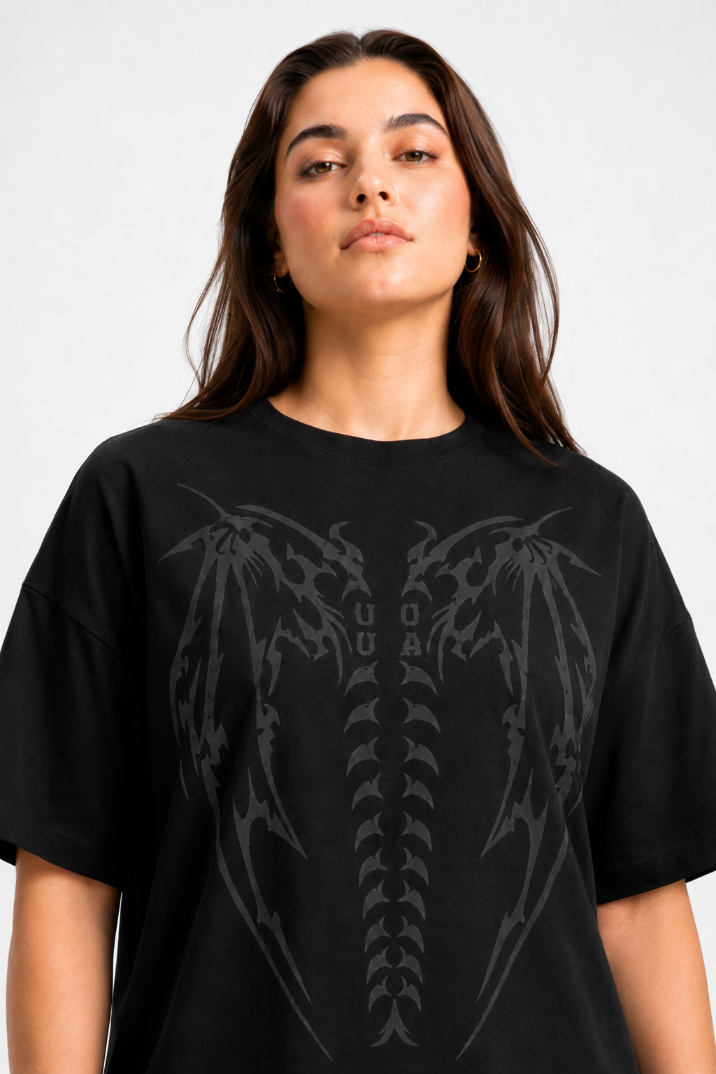 Shadow Wings Oversized Graphic T-Shirt – Black