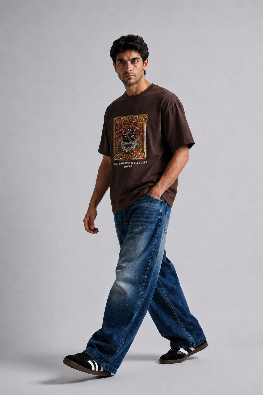 Brivido Graphic Oversized T-Shirt – Brown