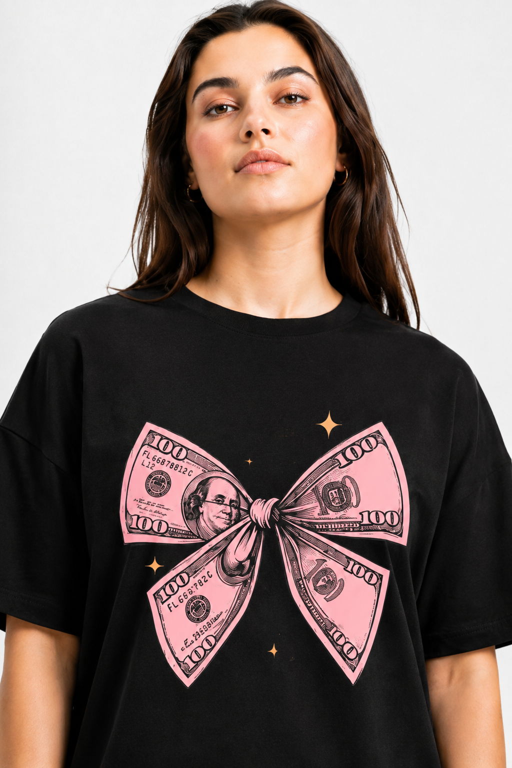 Money Bow Graphic Oversized T-Shirt Black