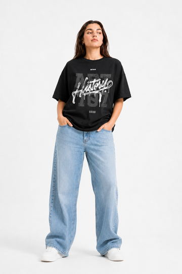 History Graphic Oversized T-Shirt Black