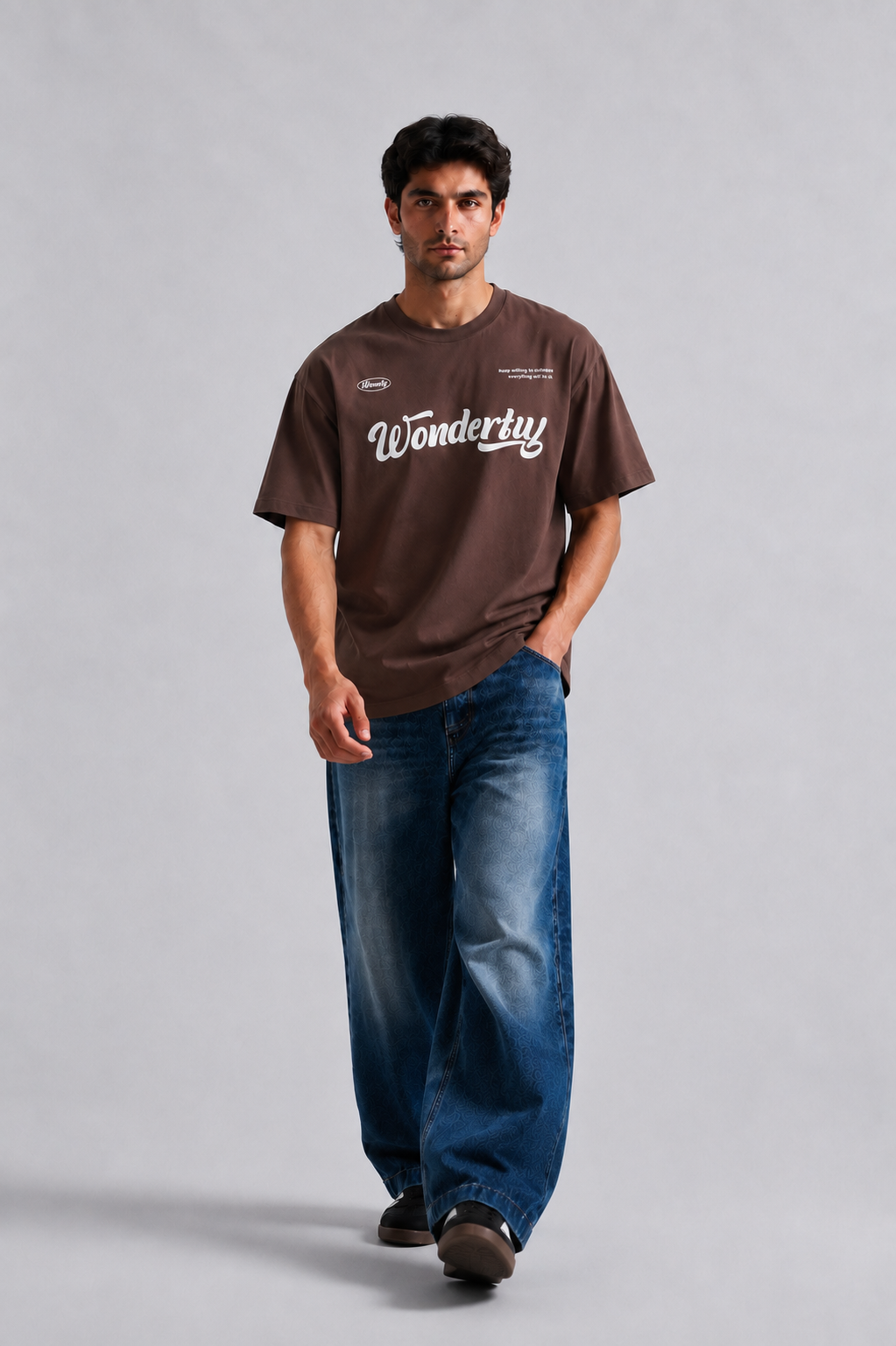 Wonderbuy Graphic Oversized T-Shirt – Brown