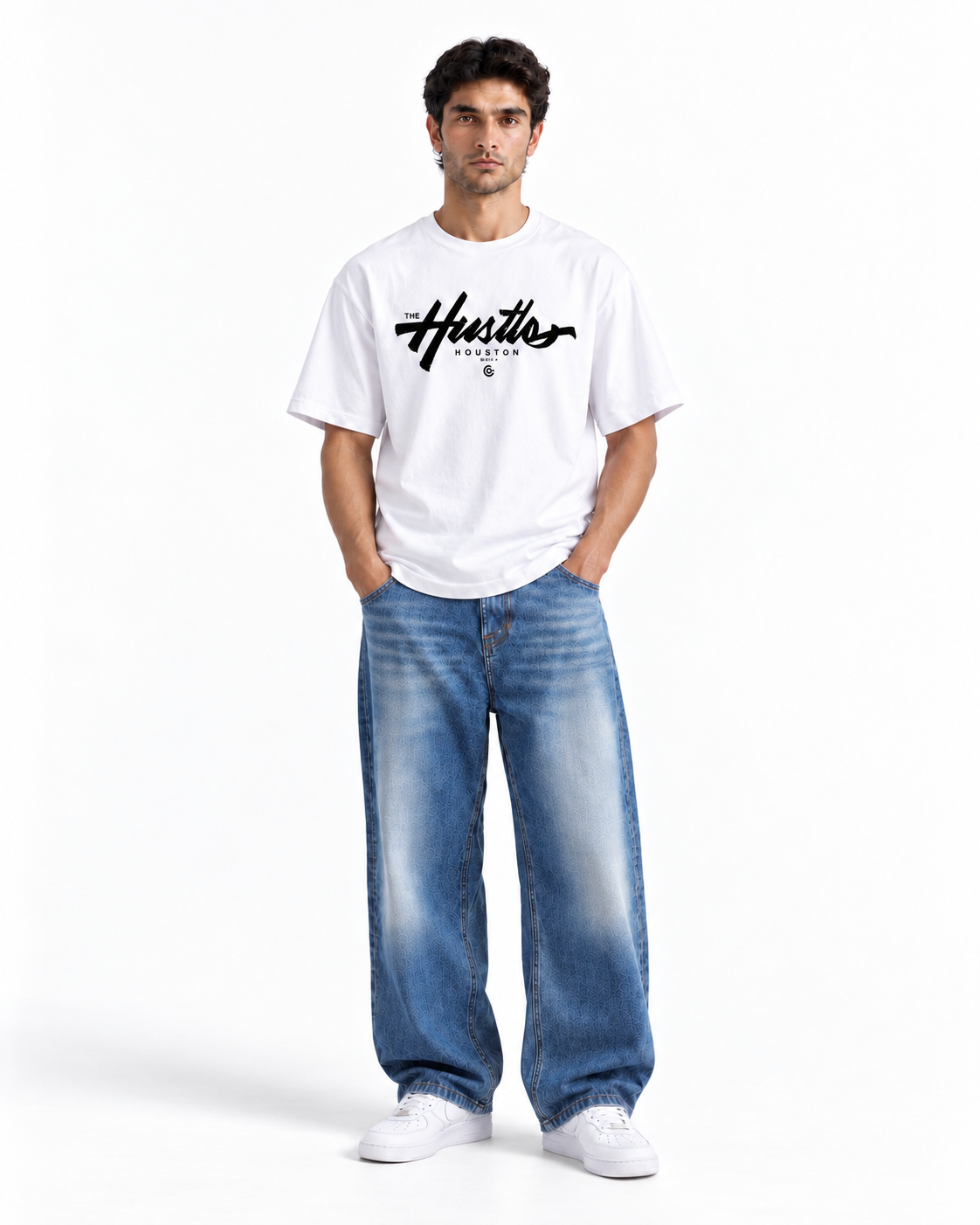 The Hustle Houston Oversized Graphic T-Shirt - White