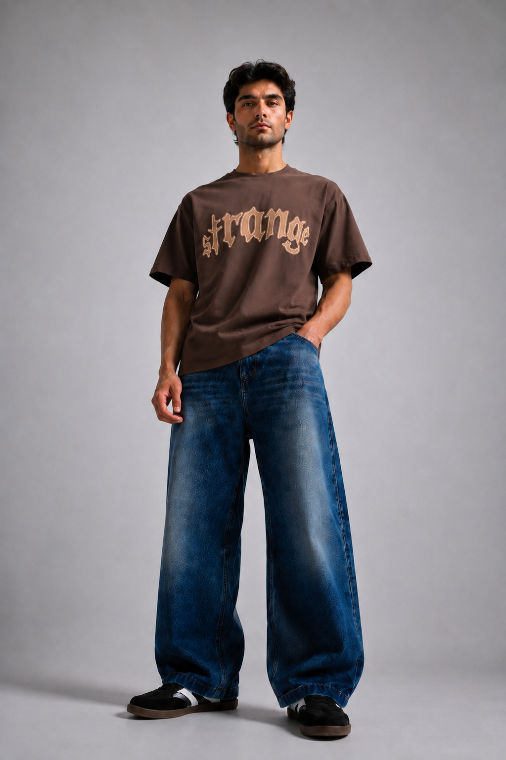 Strange Graphic Oversized T-Shirt – Brown