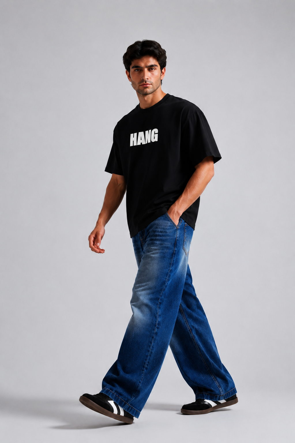 HANG Tee | Oversized Black Graphic T-Shirt | STARK Pakistan