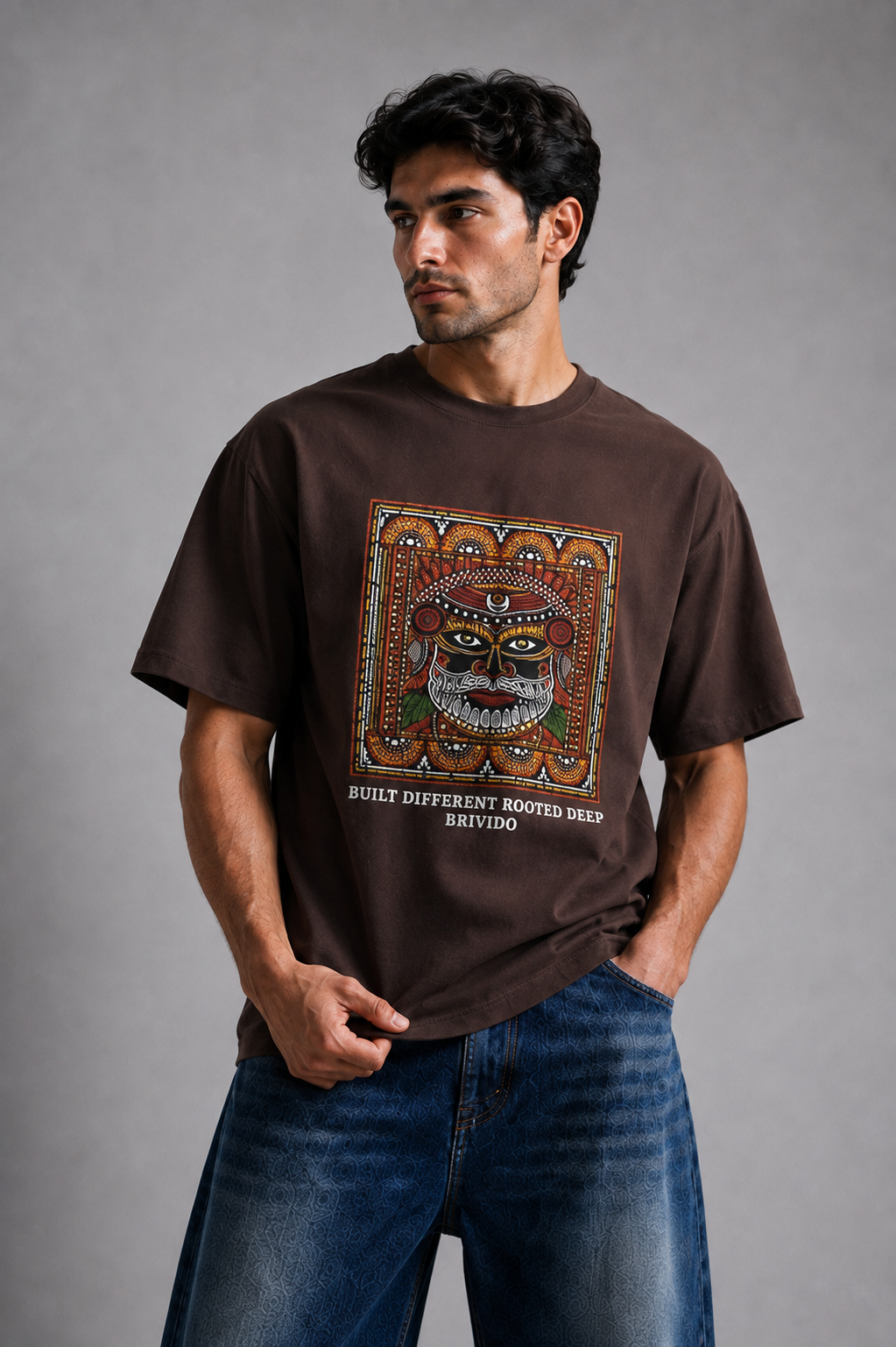 Brivido Graphic Oversized T-Shirt – Brown