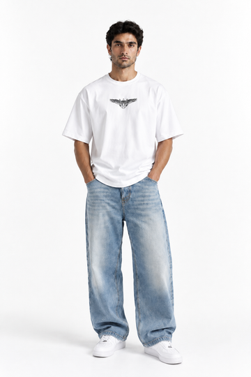 Winged Cross Oversized Graphic T-Shirt White