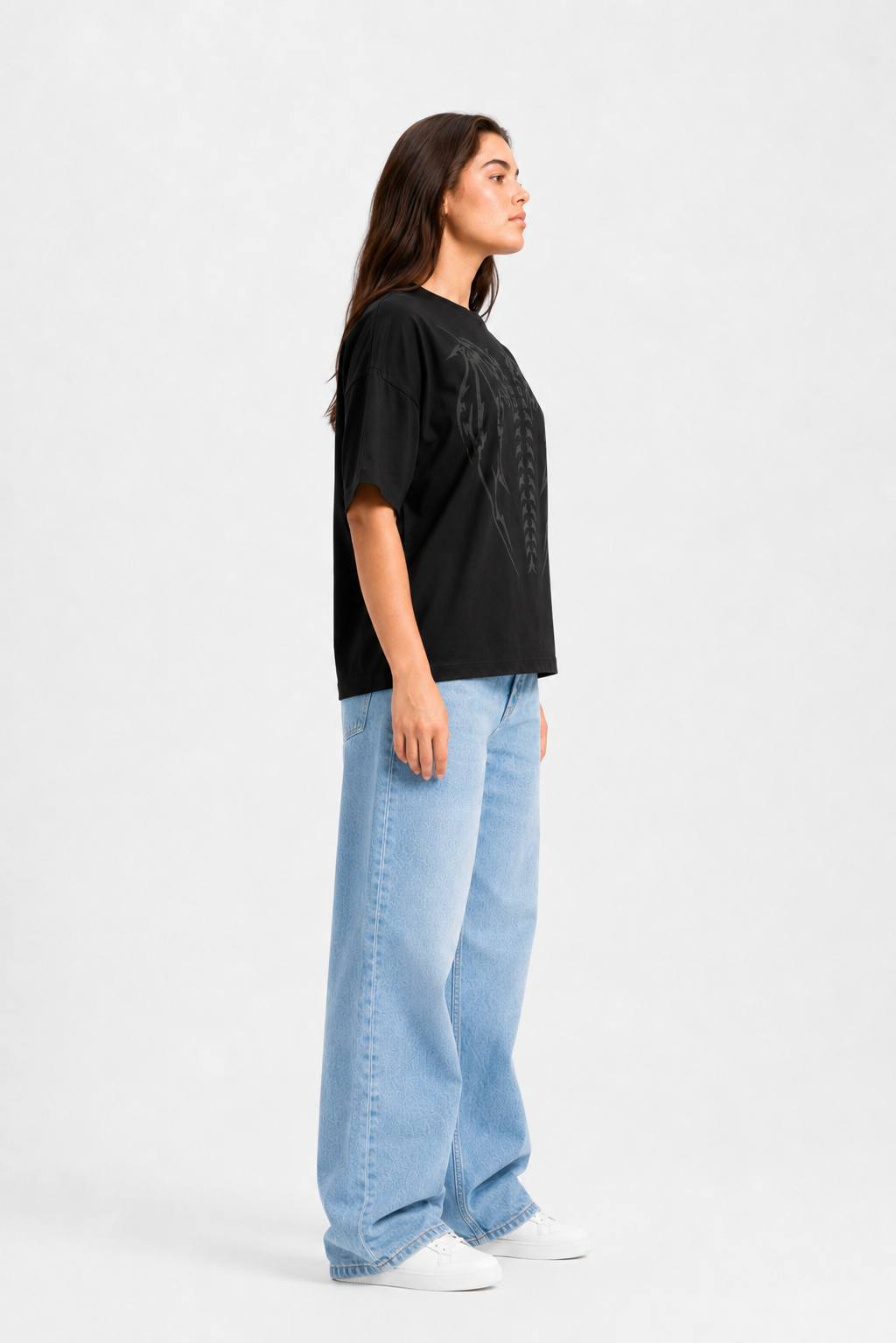 Shadow Wings Oversized Graphic T-Shirt – Black