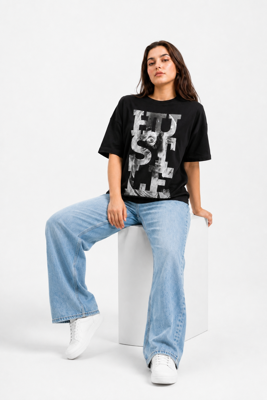 FUSE Graphic Oversized T-Shirt – Black