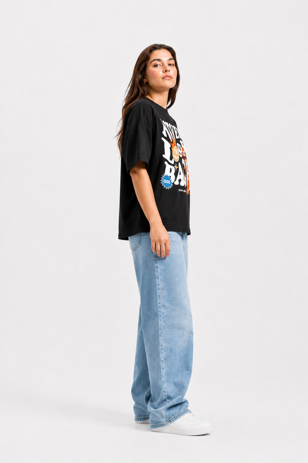 Never Look Back Oversized Graphic T-Shirt