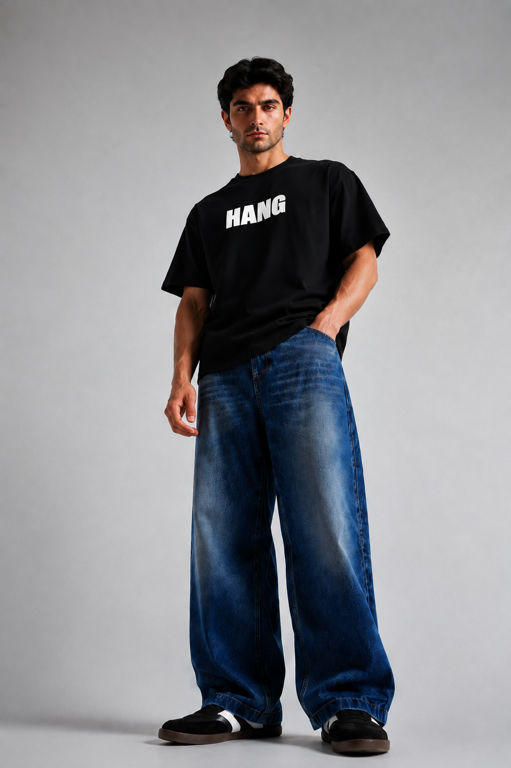 HANG Tee | Oversized Black Graphic T-Shirt | STARK Pakistan