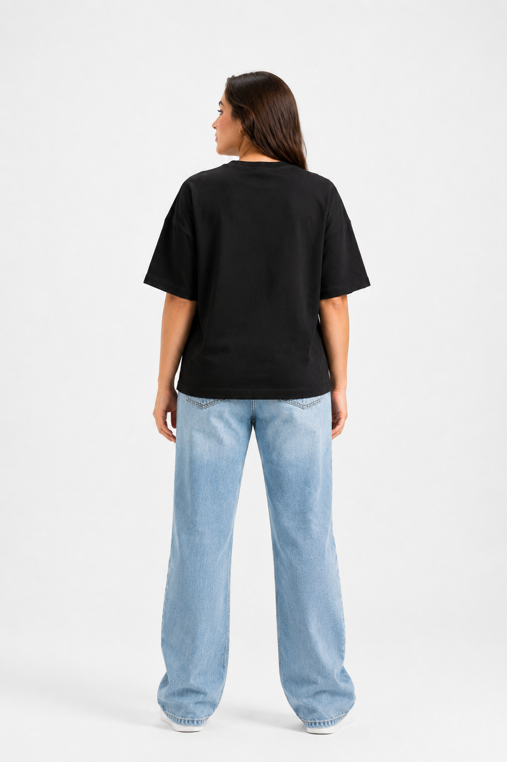Metallic Graphic Oversized T-Shirt Black