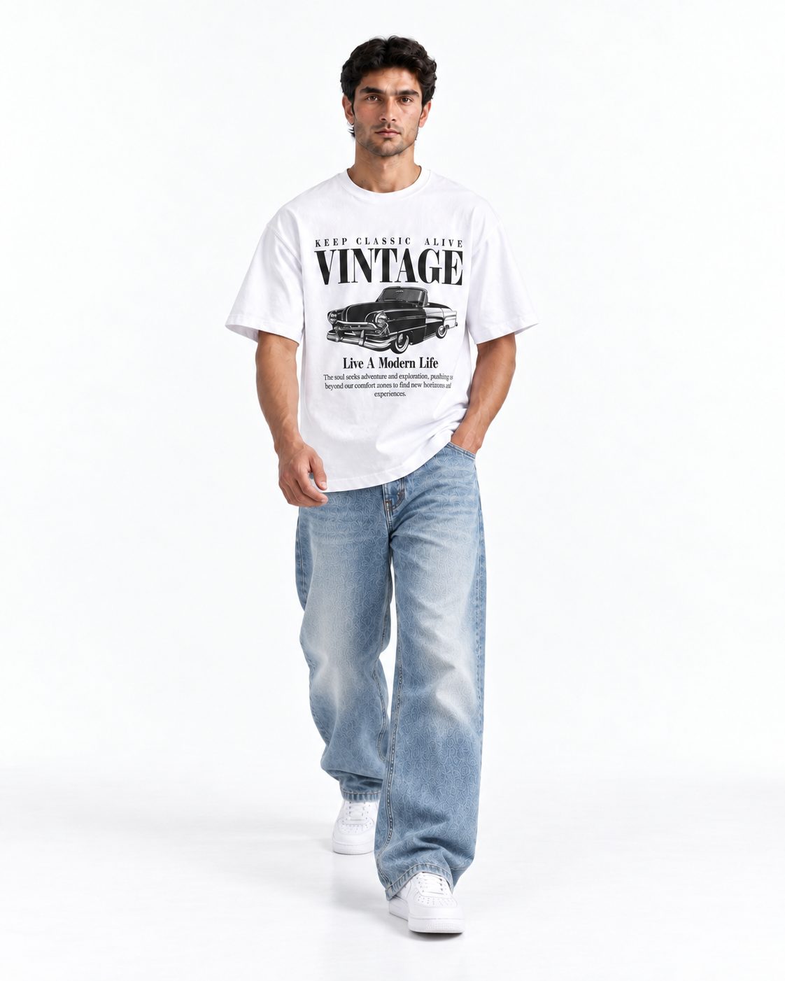 Vintage Graphic Oversized T-Shirt – White