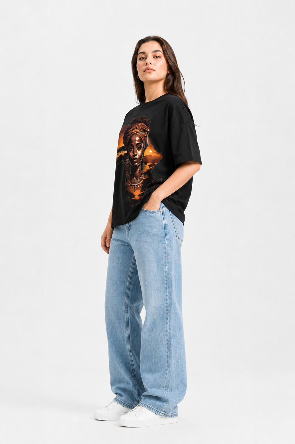 African Heritage Graphic Oversized T-Shirt Black