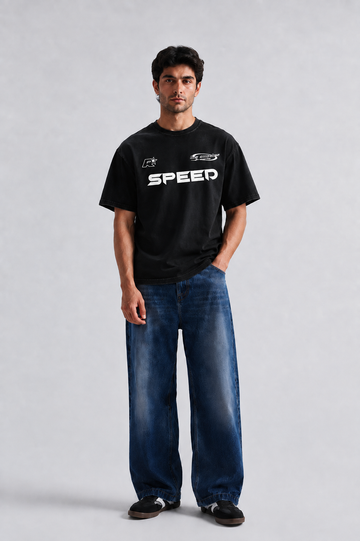 SPEED Graphic Oversized T-Shirt – Black