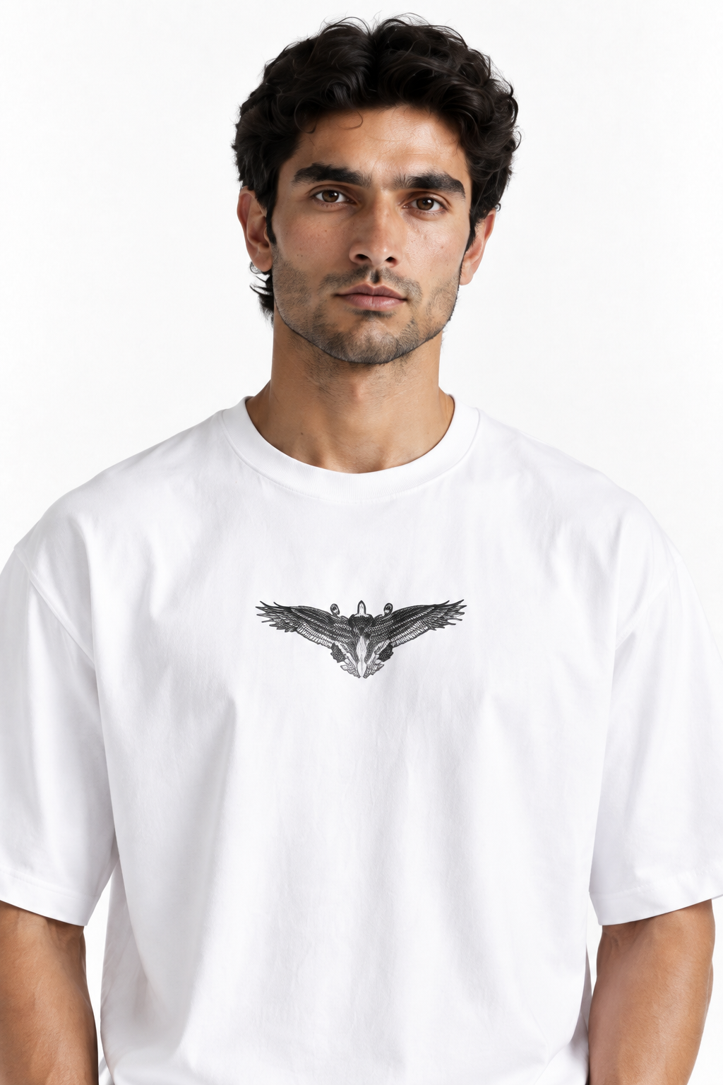 Winged Cross Oversized Graphic T-Shirt White
