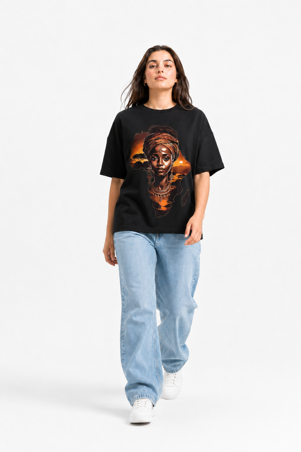 African Heritage Graphic Oversized T-Shirt Black