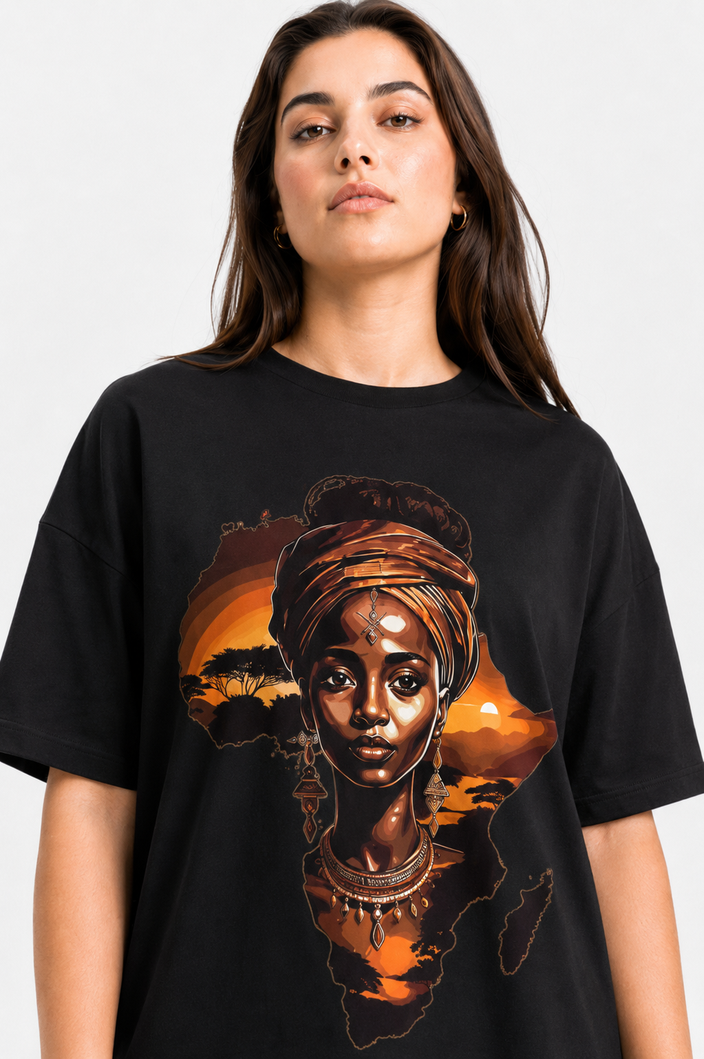 African Heritage Graphic Oversized T-Shirt Black