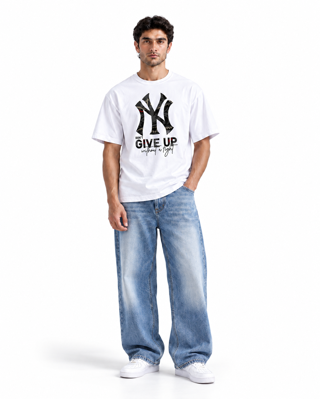 Metal Font Graphic Oversized T-Shirt - White