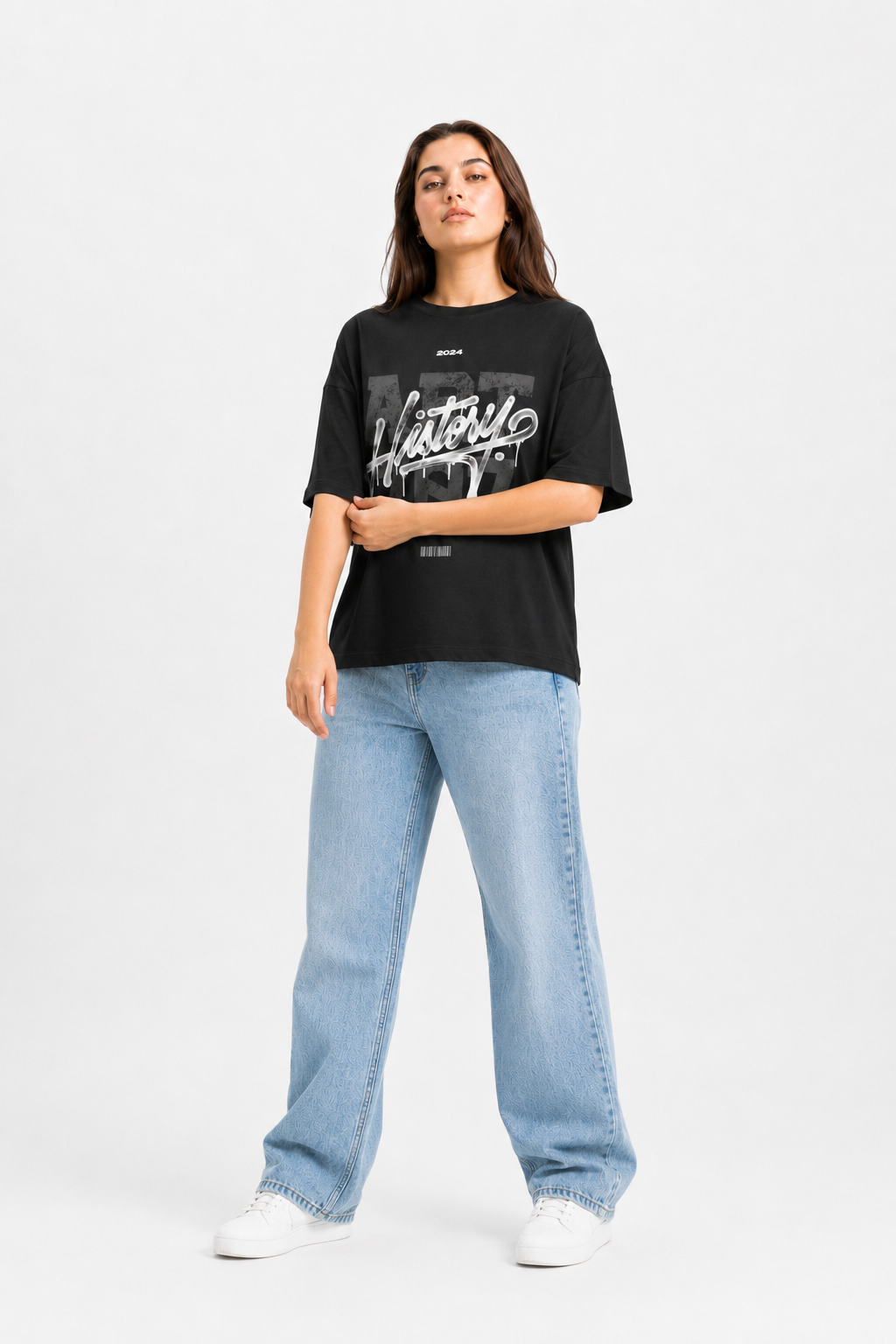 History Graphic Oversized T-Shirt Black