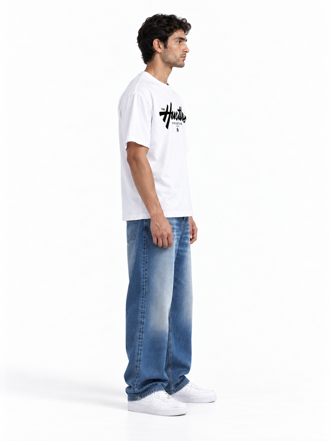 The Hustle Houston Oversized Graphic T-Shirt - White