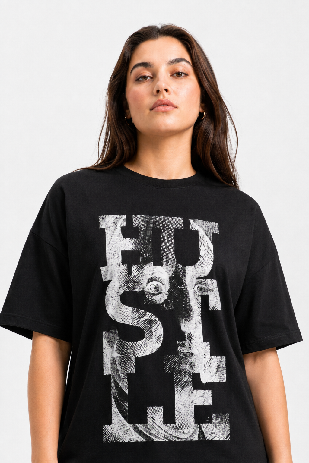Black Oversized Graphic T-Shirt Distressed Streetwear Tee