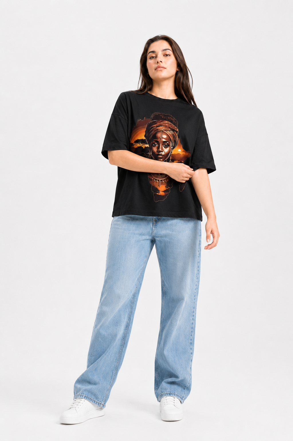 African Heritage Graphic Oversized T-Shirt Black
